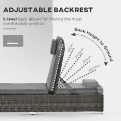 Outsunny 2 Seater Adjustable PE Rattan Wicker Lounge Set Half-Round Wicker Recliner Bed -Home Furnishing Serie Shop V3aa0917eecc28ebe