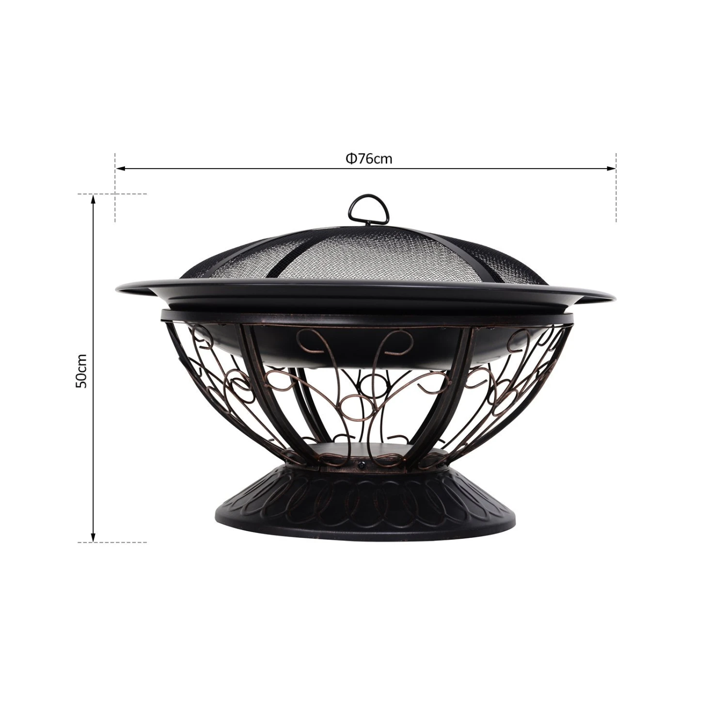 Outsunny Steel Lift-Top Screen Firepit Black 4 Outsunny Steel Lift-Top Screen Firepit Black - Image 4