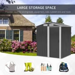 Outsunny Metal Storage Shed With Sliding Door 5ft X 4.3ft - Grey 16 Outsunny Metal Storage Shed With Sliding Door 5ft X 4.3ft - Grey -Home Furnishing Serie Shop VAFb1018025dd5172 jpg