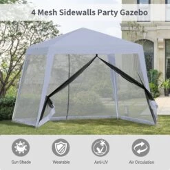 Outsunny 3 X 3 Meter Outdoor Gazebo Garden Canopy Tent Sun Shade Event Shelter With Mesh Screen Side Walls, Grey 22 Outsunny 3 X 3 Meter Outdoor Gazebo Garden Canopy Tent Sun Shade Event Shelter With Mesh Screen Side Walls, Grey -Home Furnishing Serie Shop Vo4a2a17dc2415e89 2e07405b bad3 4f3b 81ba 5fc75984d4cf
