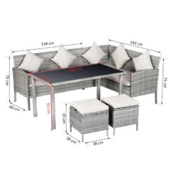 Outsunny Rattan Sofa Set With Coffee Table & Footstools - Grey -Home Furnishing Serie Shop Vuka1217eecc29656 jpg