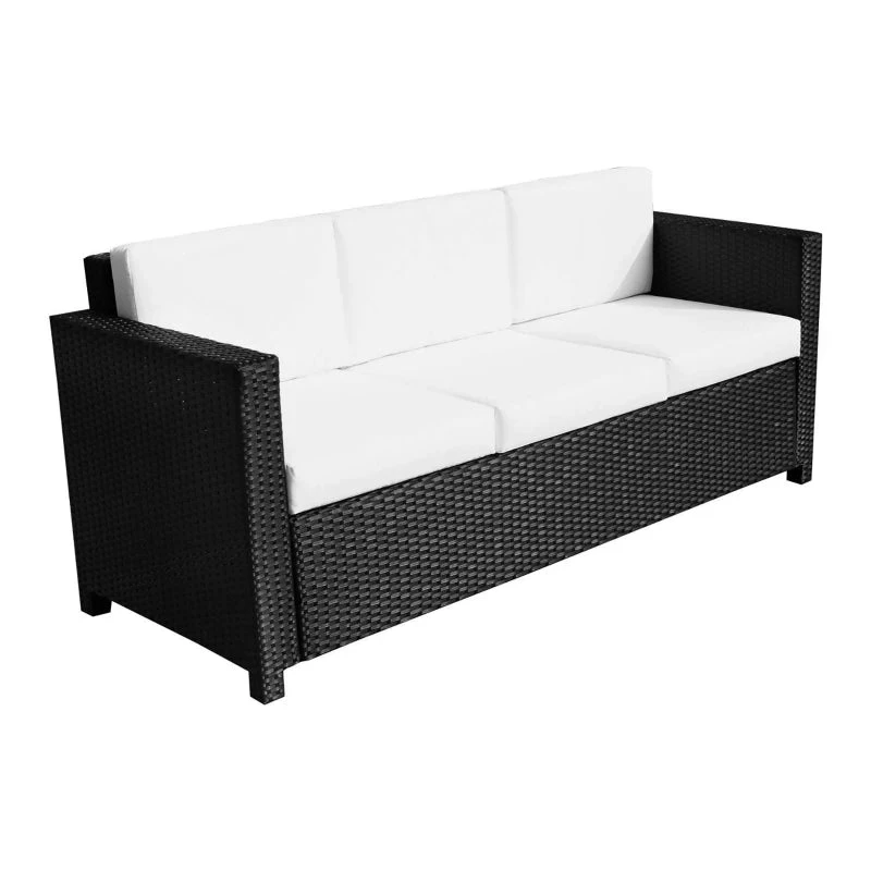 Outsunny Rattan Sofa 3 Seater - Black 1 Outsunny Rattan Sofa 3 Seater - Black