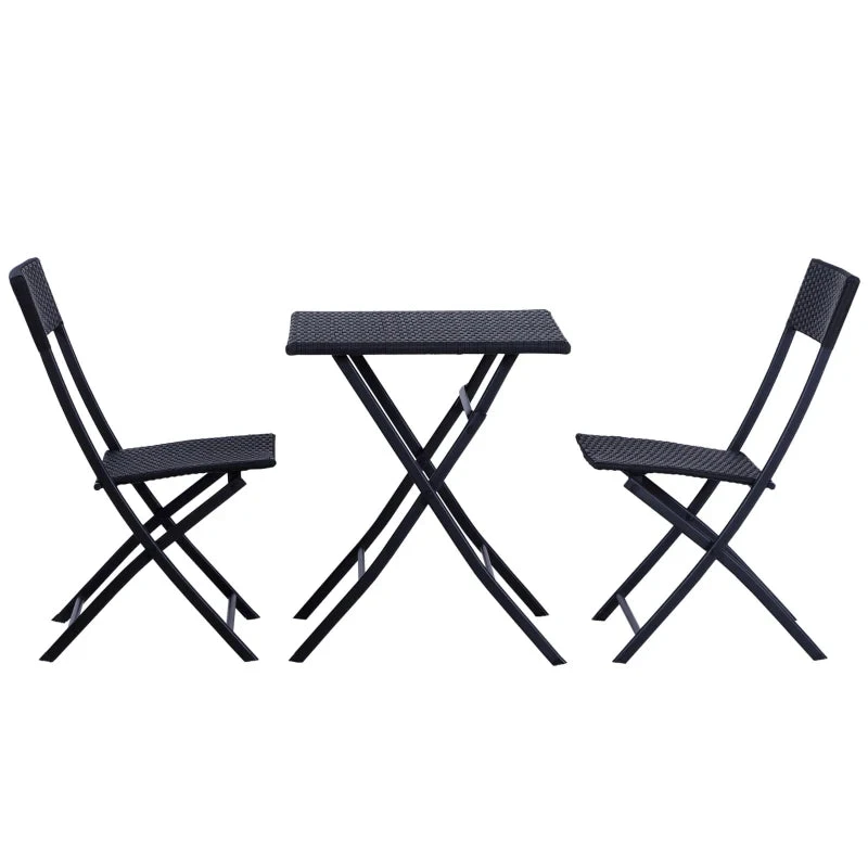 Outsunny Rattan Bistro Set - Black 11 Outsunny Rattan Bistro Set - Black - Image 11