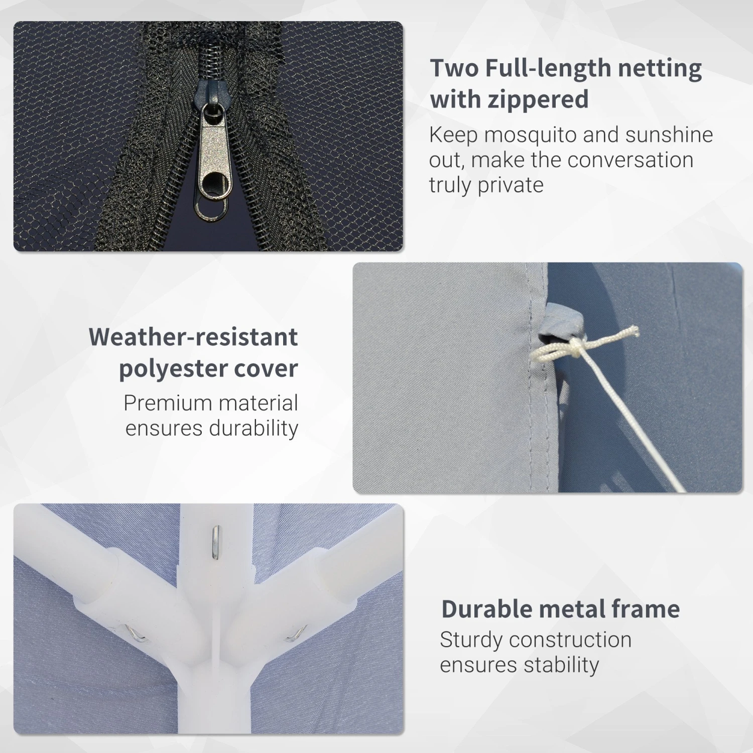 Outsunny 3 X 3 Meter Outdoor Gazebo Garden Canopy Tent Sun Shade Event Shelter With Mesh Screen Side Walls, Grey 5 Outsunny 3 X 3 Meter Outdoor Gazebo Garden Canopy Tent Sun Shade Event Shelter With Mesh Screen Side Walls, Grey - Image 5