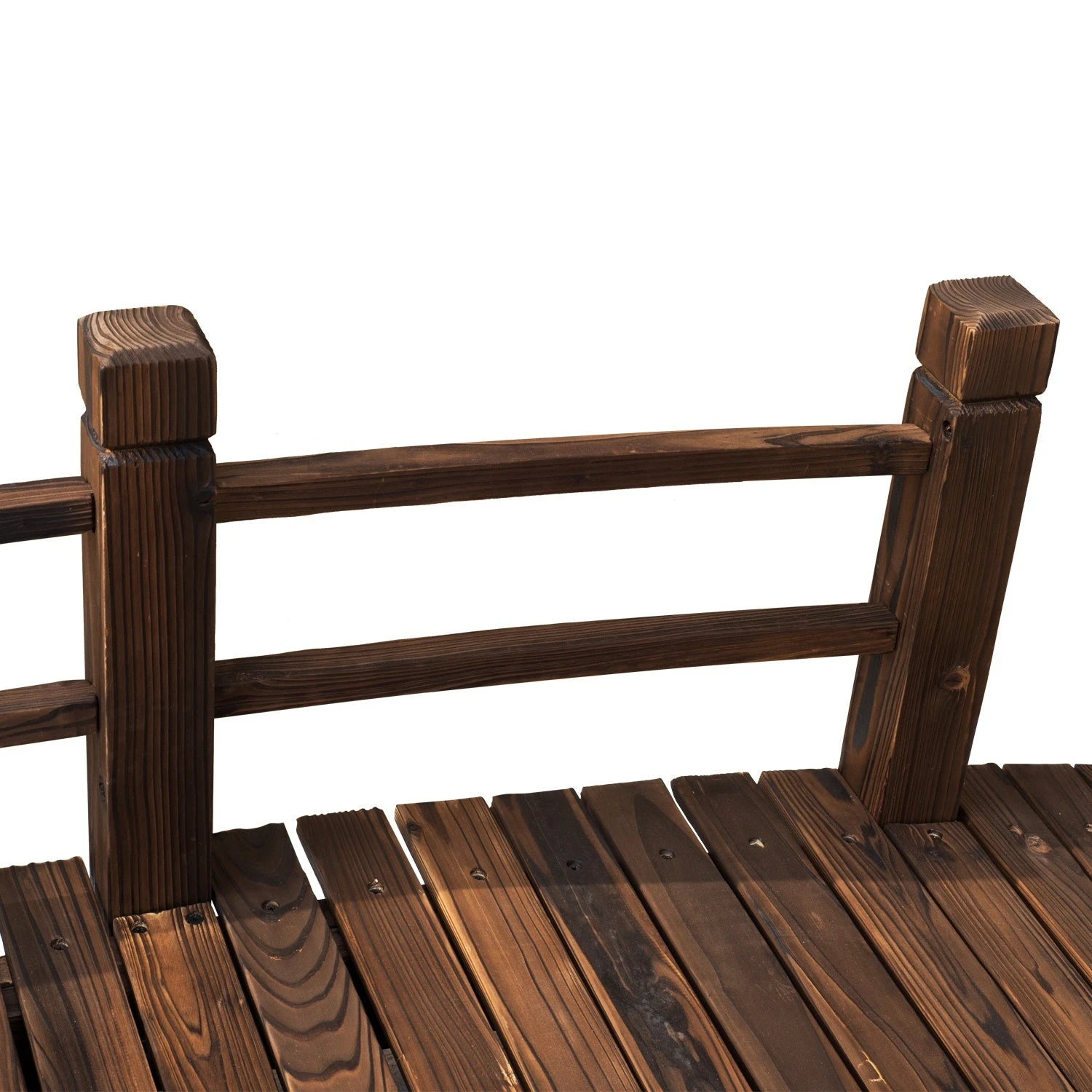 Outsunny 1.5M Wooden Garden Bridge Lawn Décor Stained Finish Arc Outdoor Pond Walkway W/ Railings Water Yard Decoration 7 Outsunny 1.5M Wooden Garden Bridge Lawn Décor Stained Finish Arc Outdoor Pond Walkway W/ Railings Water Yard Decoration - Image 7