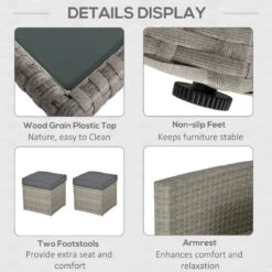 Outsunny Rattan Sofa Set With Footstools - Grey -Home Furnishing Serie Shop XUCb101818b379346 jpg