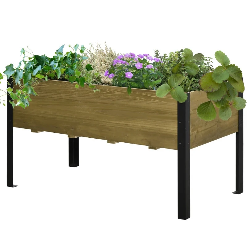 Outsunny Raised Garden Bed Elevated Wood Planter Box 1 Outsunny Raised Garden Bed Elevated Wood Planter Box