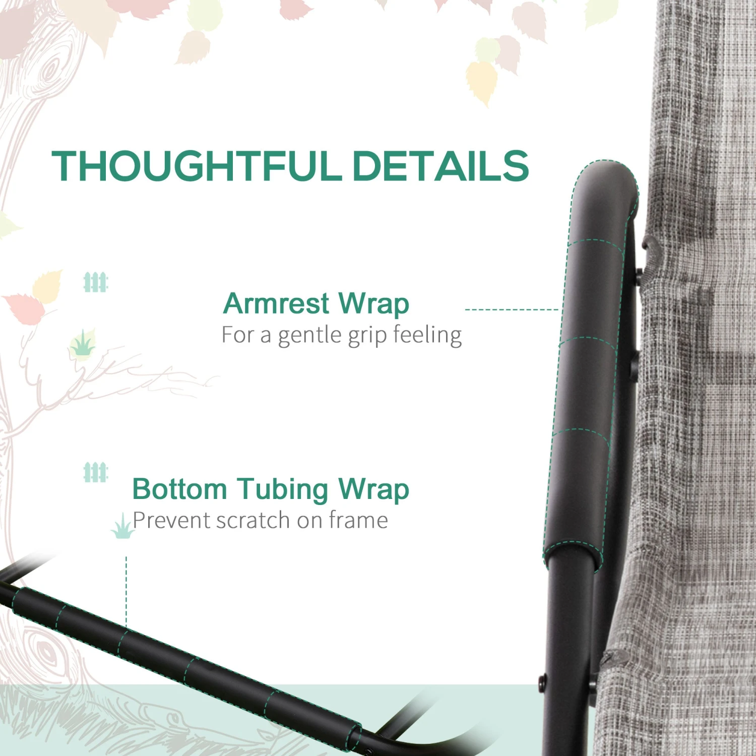 Outsunny Patio Lounge Chair - Grey 5 Outsunny Patio Lounge Chair - Grey - Image 5