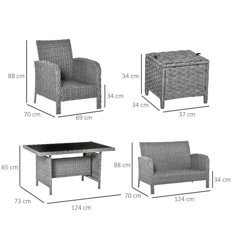 Outsunny Rattan Dining Furniture Set 6 Seater- Grey 3 Outsunny Rattan Dining Furniture Set 6 Seater- Grey - Image 3