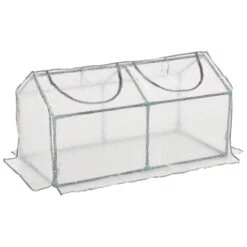 Outsunny Mini Greenhouse With 2 Windows, Plant Flower Herbs Growing, PE, 120 X 61 X 61cm