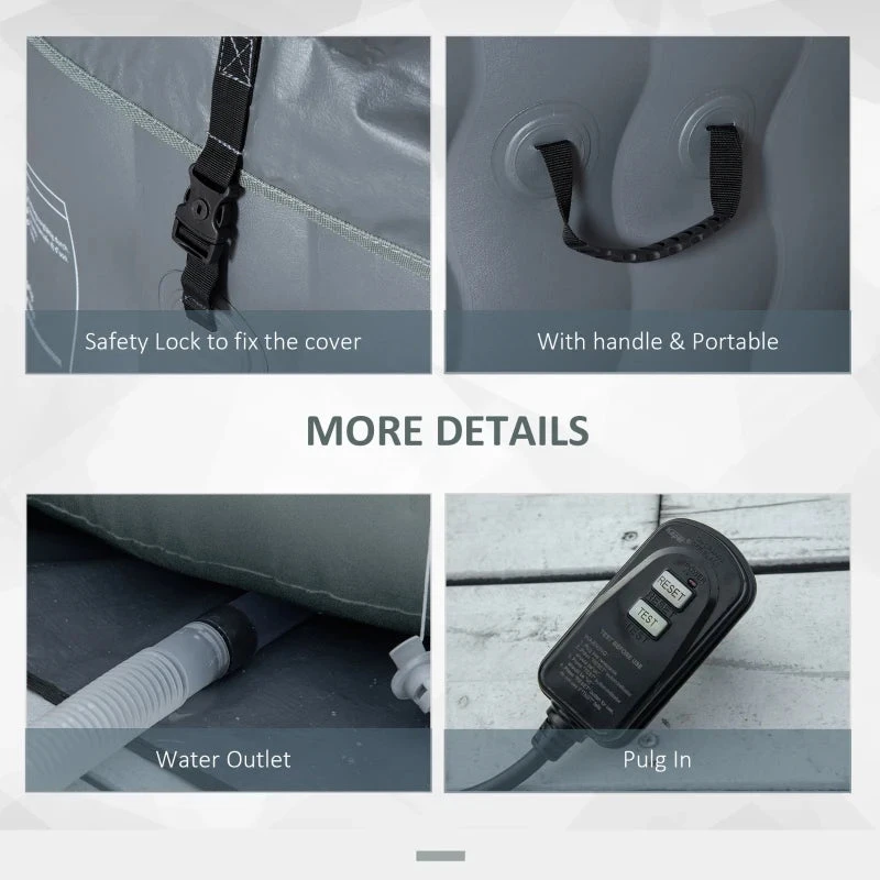 Outsunny Round Hot Tub 4 Person, Light Grey 8 Outsunny Round Hot Tub 4 Person, Light Grey - Image 8