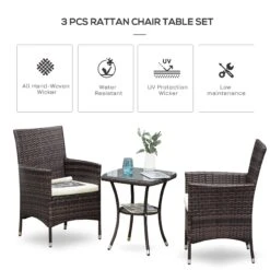 Outsunny Three-Piece Rattan Chair Set, With Cushions - Brown 12 Outsunny Three-Piece Rattan Chair Set, With Cushions - Brown -Home Furnishing Serie Shop Z7Ba0917eecc2a583