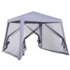 Outsunny 3 X 3 Meter Outdoor Gazebo Garden Canopy Tent Sun Shade Event Shelter With Mesh Screen Side Walls, Grey