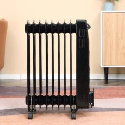 HOMCOM 2180W Oil Filled Radiator, 9 Fin Portable Heater W/ Timer Remote Control Black -Home Furnishing Serie Shop a399f1346f3b1055f7343356aefc2ae5