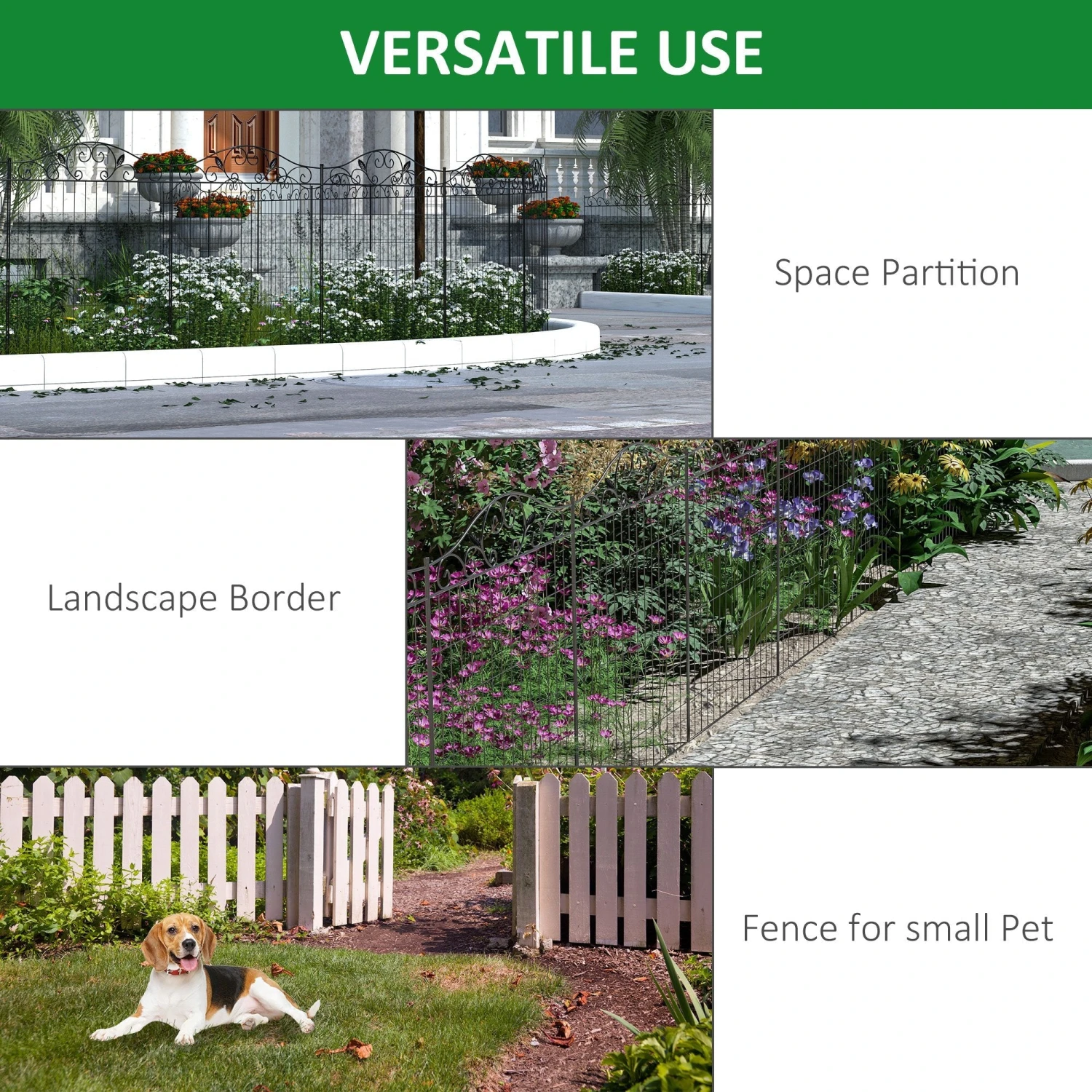 Outsunny Garden Decorative Fence Panels 44in X 12ft 6 Outsunny Garden Decorative Fence Panels 44in X 12ft - Image 6