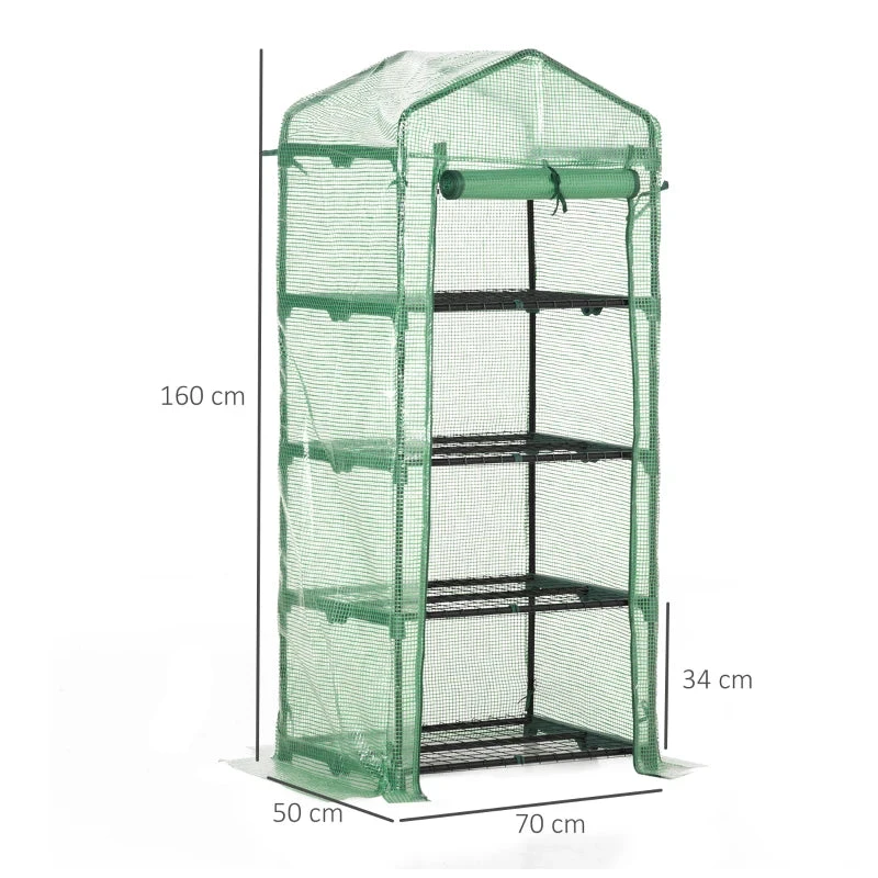 Outsunny Mini Greenhouse With 4 Tier 70 X 50 X 160 Cm - Green 3 Outsunny Mini Greenhouse With 4 Tier 70 X 50 X 160 Cm - Green - Image 3