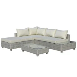 Outsunny Rattan Corner Sofa Set With Coffee Table 3 Piece 2m - Grey -Home Furnishing Serie Shop b7Idaa18106239f93 jpg
