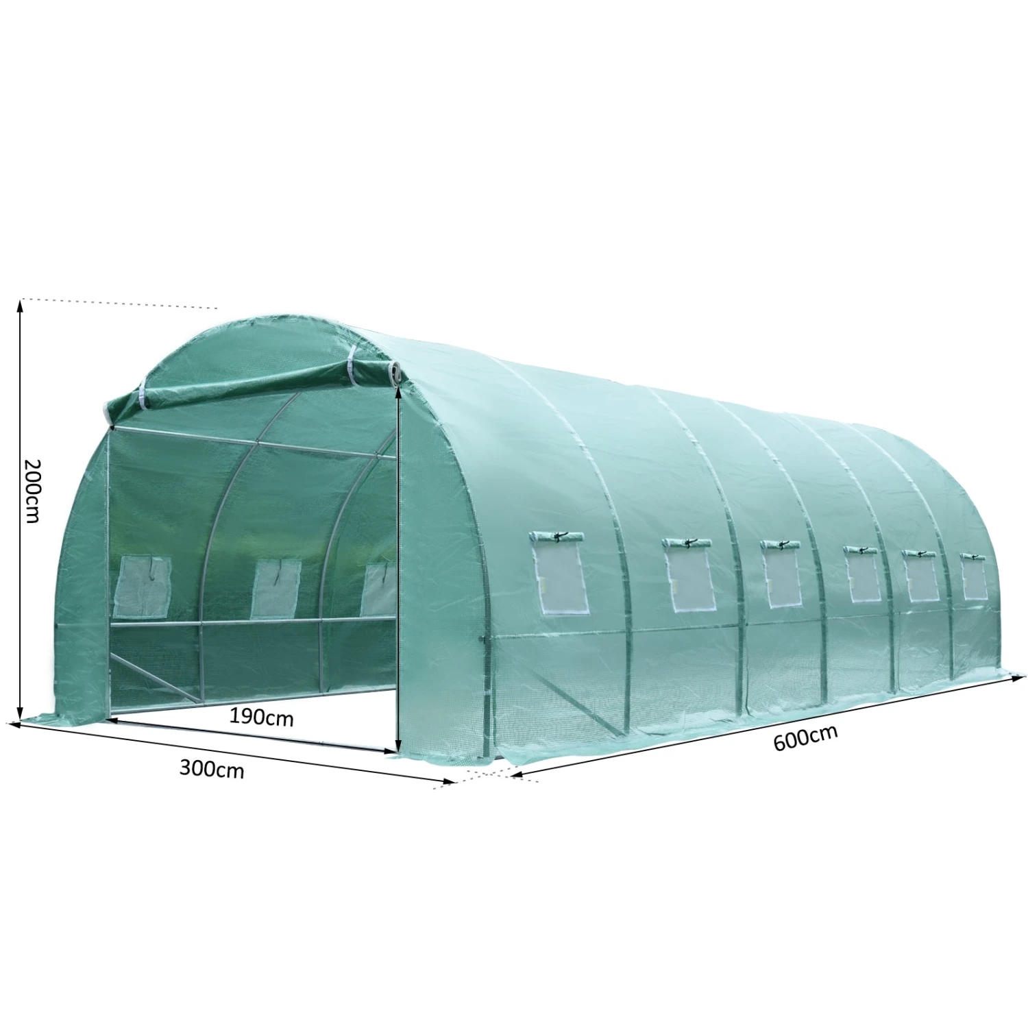 Outsunny Galvanised Steel Walk-in Greenhouse 6 X 3M Green 3 Outsunny Galvanised Steel Walk-in Greenhouse 6 X 3M Green - Image 3
