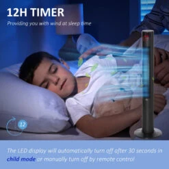 HOMCOM Tower Fan 46" Oscillating With Remote Control 117cm - Black -Home Furnishing Serie Shop bLQ75618017bcbffa jpg