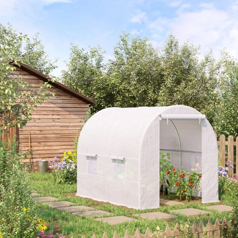 Outsunny Greenhouse Polytunnel 2.5 X 2 X 2 M - White 9 Outsunny Greenhouse Polytunnel 2.5 X 2 X 2 M - White - Image 9
