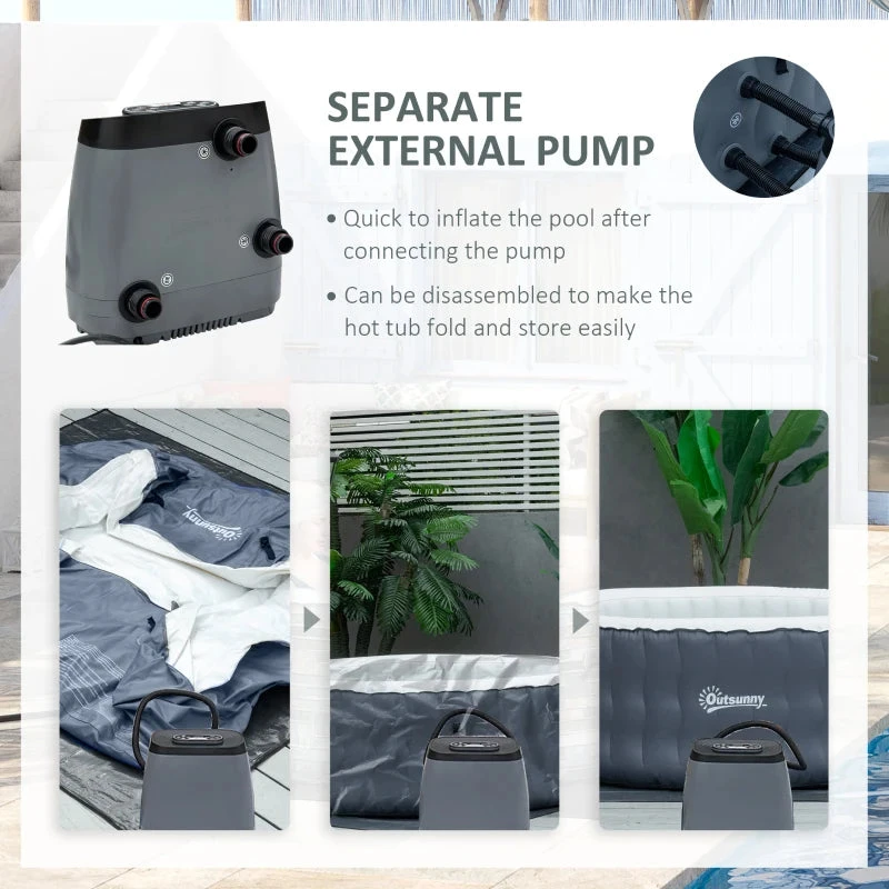 Outsunny Inflatable Hot Tub Spa Round With Cover For 4 People 180cm - Dark Blue 9 Outsunny Inflatable Hot Tub Spa Round With Cover For 4 People 180cm - Dark Blue - Image 9