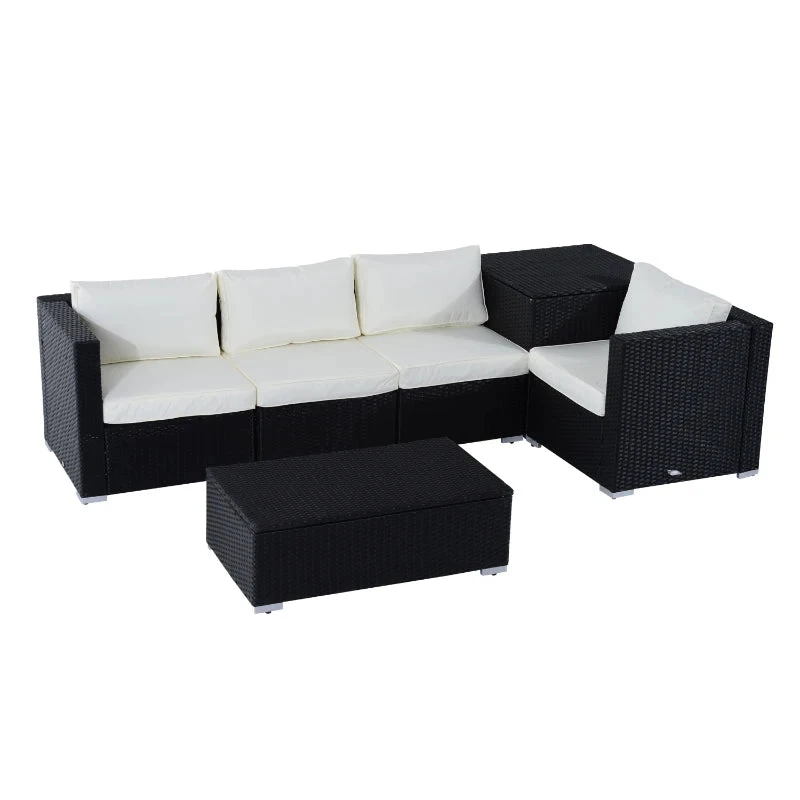 Outsunny Rattan Corner Sofa Set - Black 11 Outsunny Rattan Corner Sofa Set - Black - Image 11