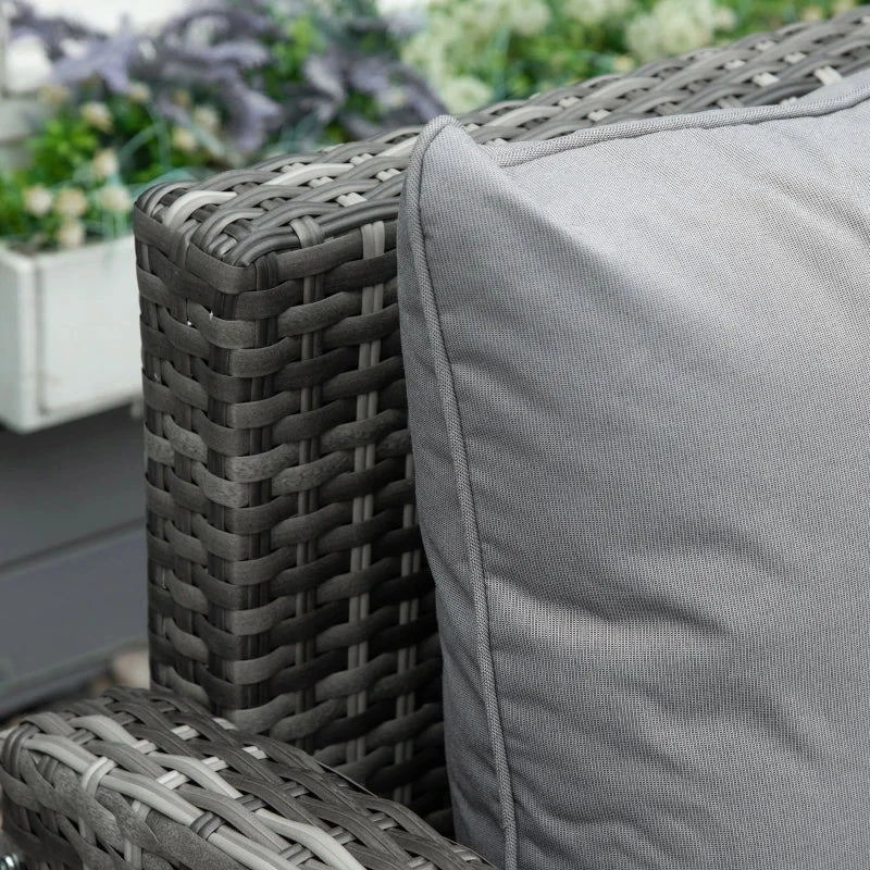 Outsunny Rattan Sofa Set With Table 3 Piece 1.8m- Grey 8 Outsunny Rattan Sofa Set With Table 3 Piece 1.8m- Grey - Image 8