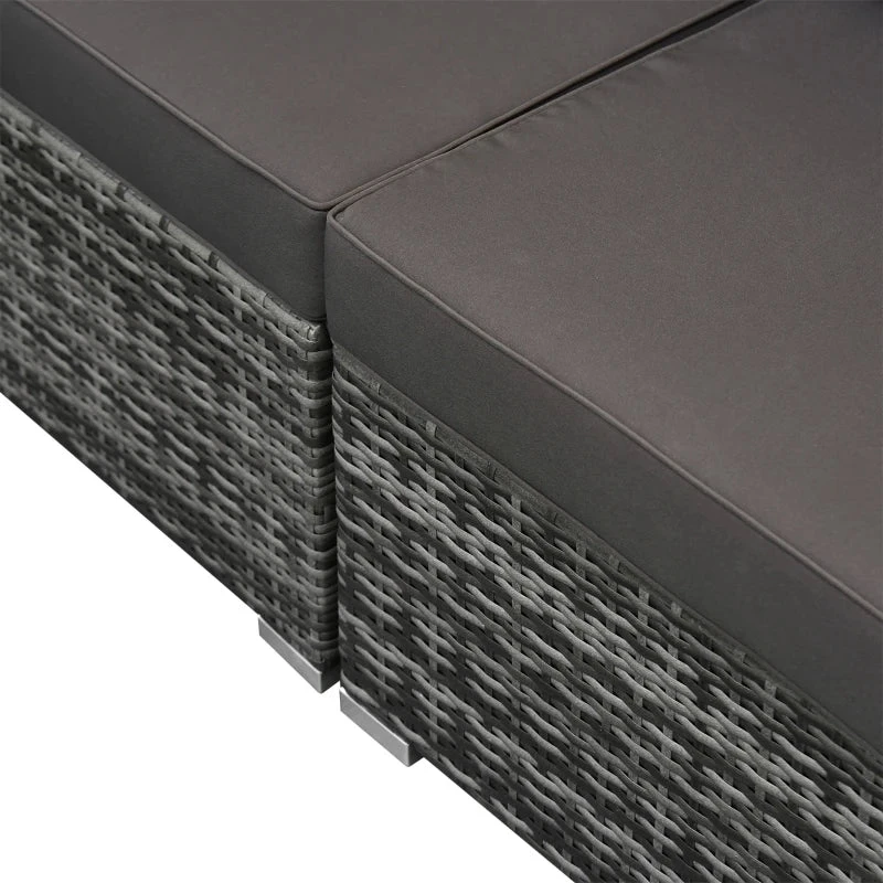 Outsunny 6 Pieces Outdoor Rattan Corner Sofa Set, Patio Aluminum Frame With All-weather Wicker Conversation Furniture W/ Coffee Table & Cushions, Mixed Grey 10 Outsunny 6 Pieces Outdoor Rattan Corner Sofa Set, Patio Aluminum Frame With All-weather Wicker Conversation Furniture W/ Coffee Table & Cushions, Mixed Grey - Image 10