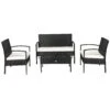 Outsunny 4 Pieces Outdoor PE Rattan Corner Sofa With Cushions - Black
