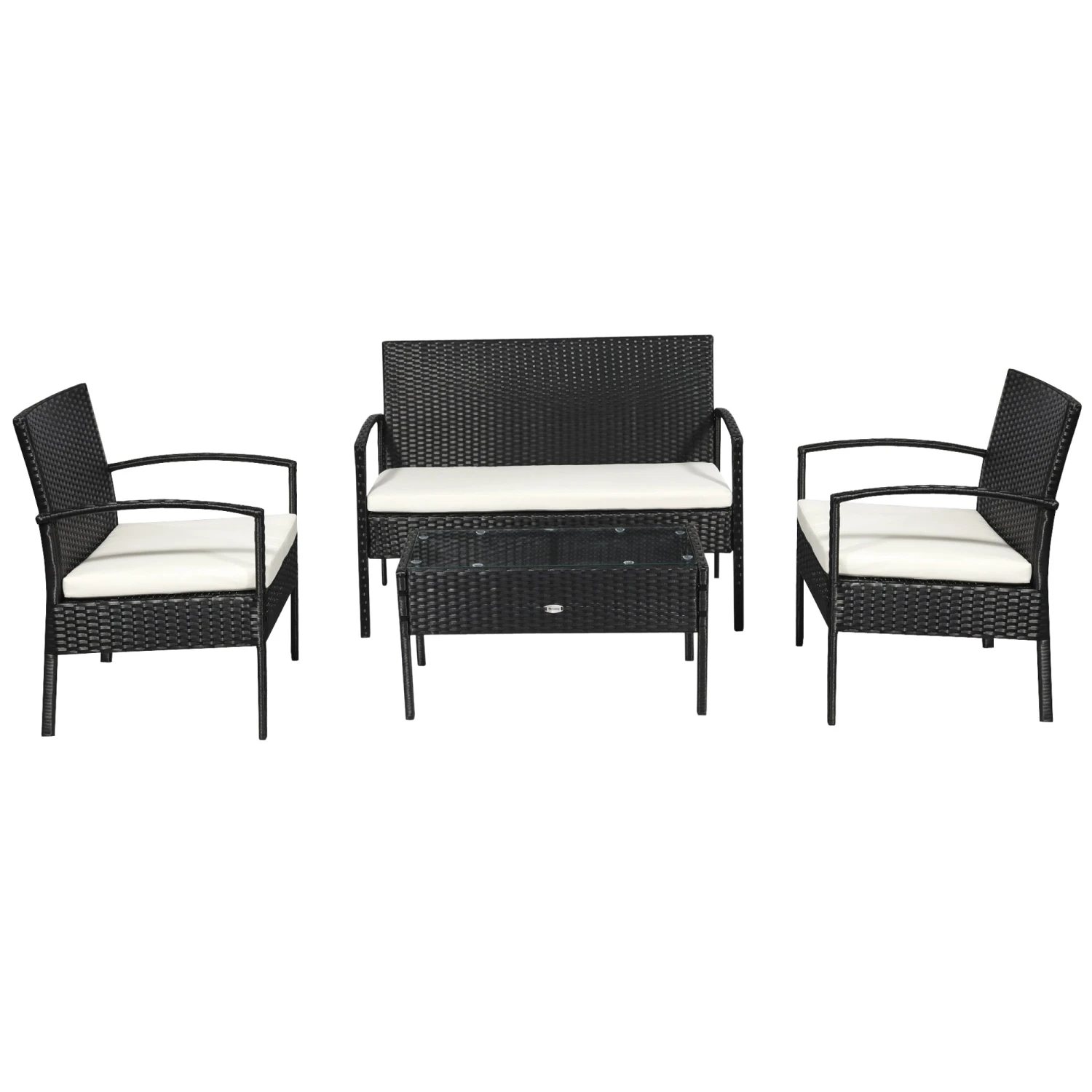 Outsunny 4 Pieces Outdoor PE Rattan Corner Sofa With Cushions - Black 1 Outsunny 4 Pieces Outdoor PE Rattan Corner Sofa With Cushions - Black