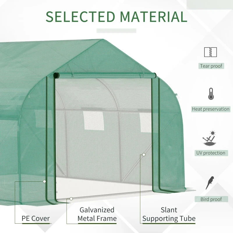 Outsunny Greenhouse Polytunnel 3.5x3x2m - Green 4 Outsunny Greenhouse Polytunnel 3.5x3x2m - Green - Image 4
