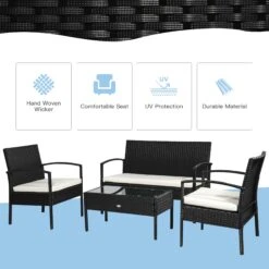 Outsunny 4 Pieces Outdoor PE Rattan Corner Sofa With Cushions - Black 23 Outsunny 4 Pieces Outdoor PE Rattan Corner Sofa With Cushions - Black -Home Furnishing Serie Shop cpaab517dc140fcbd
