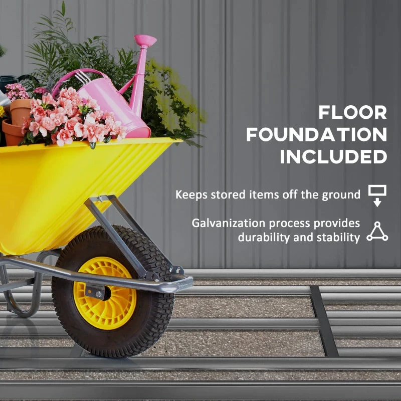 Outsunny Metal Shed 13 X 11ft - Light Grey 7 Outsunny Metal Shed 13 X 11ft - Light Grey - Image 7