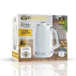 Daewoo Hive 1.7L 3KW Textured Jug Kettle - White -Home Furnishing Serie Shop daewoo hive cordless jug kettle white 1 7 litre 5024996911800 04c MP