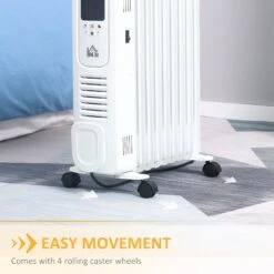 HOMCOM 2180W Oil Filled Radiator, 9 Fin Portable Heater W/ Timer Remote Control White Safety Cut-Off And Remote Control White Radiator Settings -Home Furnishing Serie Shop df6ff3e168105ec8a388e6bd10e71113