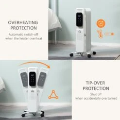 HOMCOM 1630W Oil Filled Radiator, 7 Fin Portable Heater W/ Timer Remote Control White -Home Furnishing Serie Shop e6f954b977f1708b1f0388ccdc984f0f