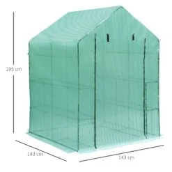 Outsunny 143x143x195 Cm Walk In Greenhouse With Shelves-Dark Green 11 Outsunny 143x143x195 Cm Walk In Greenhouse With Shelves-Dark Green -Home Furnishing Serie Shop eN7a1217ee2cf01af