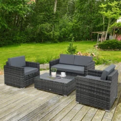 Outsunny Rattan Sofa Set 4 Piece - Grey -Home Furnishing Serie Shop eS390f1863a6e3e16 jpg