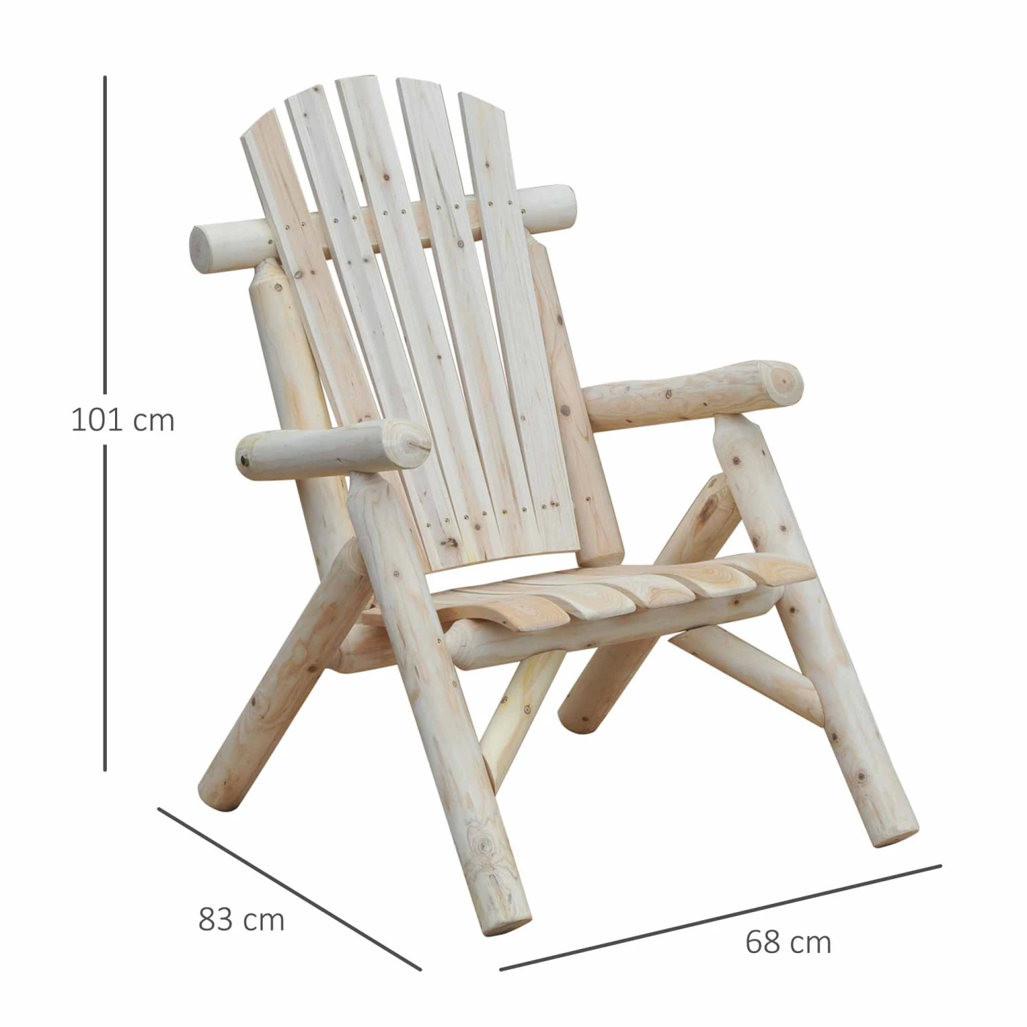 Outsunny Adirondack Chair -Natural Wood 3 Outsunny Adirondack Chair -Natural Wood - Image 3