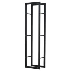 150cm Tall Metal Firewood Log Holder Rack Double Tier W/ Balanced Base Side Rails Indoor Outdoor Traditional Fireplace Log Storage Cradle 150x40cm