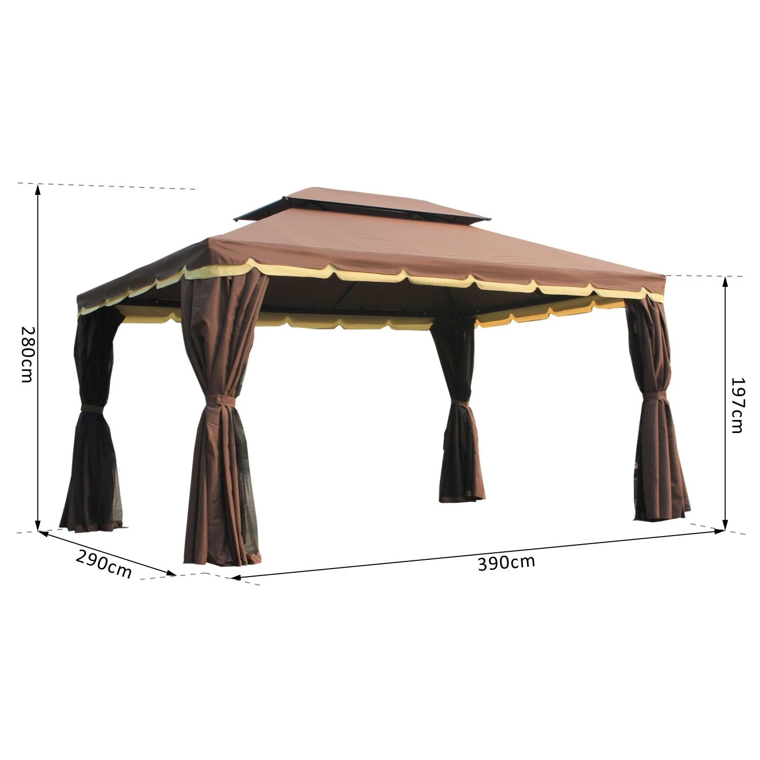 Outsunny Garden Gazebo - Brown 3 Outsunny Garden Gazebo - Brown - Image 3