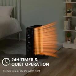 HOMCOM 2180W Oil Filled Radiator, 9 Fin Portable Heater W/ Timer Remote Control Black -Home Furnishing Serie Shop fd23e28f2e64dd91f001d3a3682e8a8b