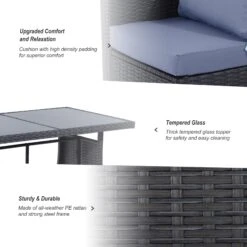 Outsunny 9-Seater Garden Rattan Furniture 10 Pcs Rattan Corner Dining Sofa Set, Grey/Dusty Blue Cushion 15 Outsunny 9-Seater Garden Rattan Furniture 10 Pcs Rattan Corner Dining Sofa Set, Grey/Dusty Blue Cushion -Home Furnishing Serie Shop ffJ88c17eecc28a4b