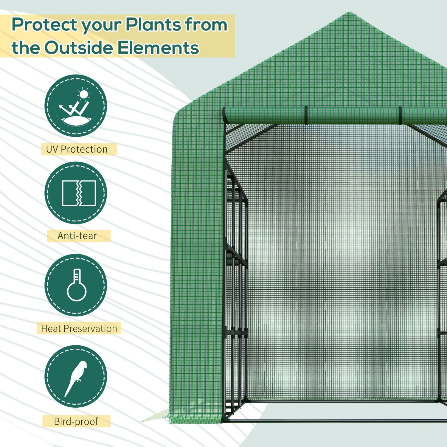 Outsunny Poly Tunnel Wallk-in Greenhouse Cover Shelves Garden Plant House 8ft X 6ft X 7ft 4 Outsunny Poly Tunnel Wallk-in Greenhouse Cover Shelves Garden Plant House 8ft X 6ft X 7ft - Image 4