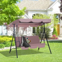 Outsunny 3 Seater Canopy Swing Chair Garden Rocking Bench Heavy Duty Patio Metal Seat W/ Top Roof - Brown 19 Outsunny 3 Seater Canopy Swing Chair Garden Rocking Bench Heavy Duty Patio Metal Seat W/ Top Roof - Brown -Home Furnishing Serie Shop fwhf431859a9f817b jpg