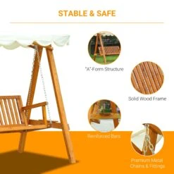 Outsunny 3 Seater Canopy Swing Bench - Cream White 12 Outsunny 3 Seater Canopy Swing Bench - Cream White -Home Furnishing Serie Shop gNkf3617dc29ce89a