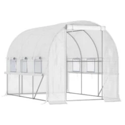 Outsunny Greenhouse Polytunnel 3x2x2m - White
