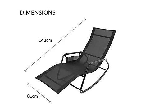 GardenKraft Outdoor Rocking Sun Lounger Relaxer - Black 2 GardenKraft Outdoor Rocking Sun Lounger Relaxer - Black - Image 2
