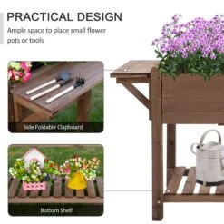 Outsunny Wooden Raised Garden Plant Stand Tall Flower Bed With Shelf 123 X 54 X 74cm -Home Furnishing Serie Shop gnE0ac17dc5b043d1 3e5b55ef 1e80 4593 bb40 586cd570f32b