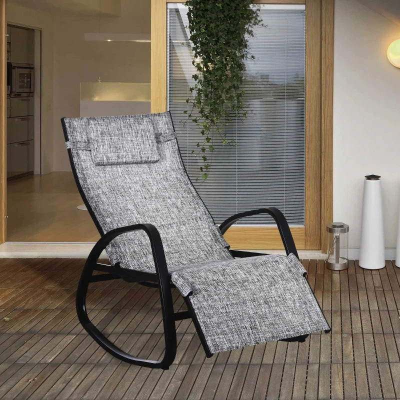 Outsunny Rocking Chair - Light Grey 2 Outsunny Rocking Chair - Light Grey - Image 2
